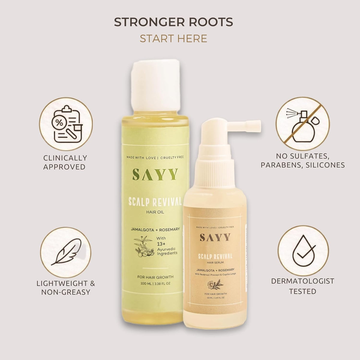 SAYY Scalp Revival Hair Serum 50 ML and Rosemary Oil 100 ML Combo
