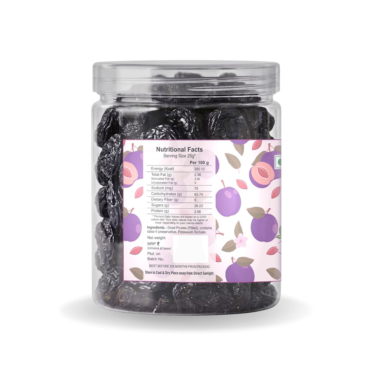 Nutriefoods Premium Dried Pitted Plums/Prunes, Naturally Sweetened, Vitamin-Rich, 100% Natural Fruit, No Added Sugar (250gm)