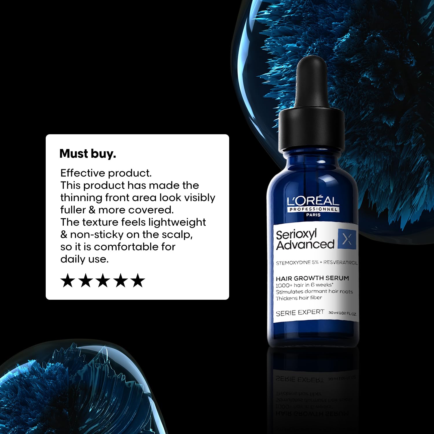 L’Oréal Professionnel Serioxyl Advanced Hair Growth Serum for scalp | Powered by Stemoxydine 5% + Resveratrol | Stimulates dormant hair roots and thickens hair fibre | Hairgrowth serum for men and women