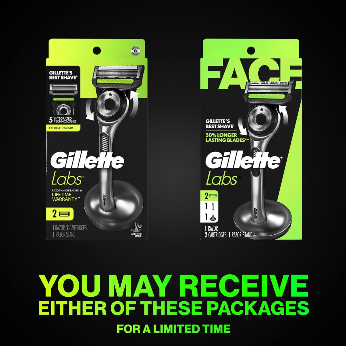 Gillette Labs Razor For Men, With 2D Flexdisc Technology, Magnetic Stand, Exfoliating Bar, Metallic Handle, 5 Anti-Friction Blades,Precision Trimmer,Waterproof