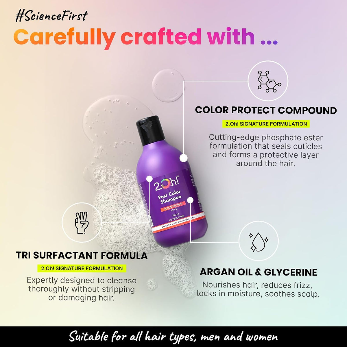 2.Oh! Italian Color Protect Shampoo | Prevents Fading in Colour Treated Hair | Color Protect Complex Repairs Damage in Dry Frizzy Coloured Hair | Anti Frizz Col