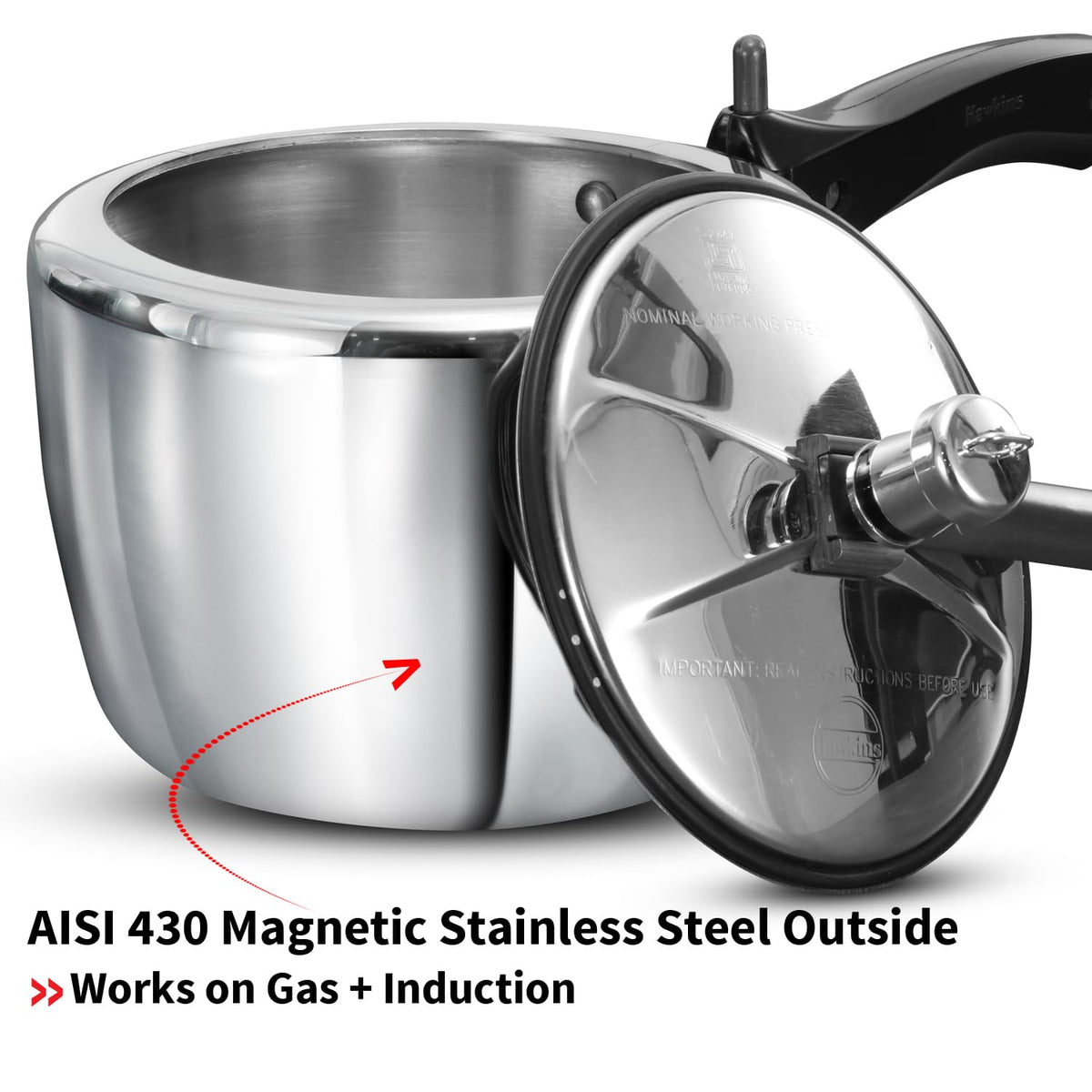 Hawkins 1.5 Litre Triply Stainless Steel Pressure Cooker, Inner Lid Induction Baby Cooker, Silver (HSST15) 1.5 Litres