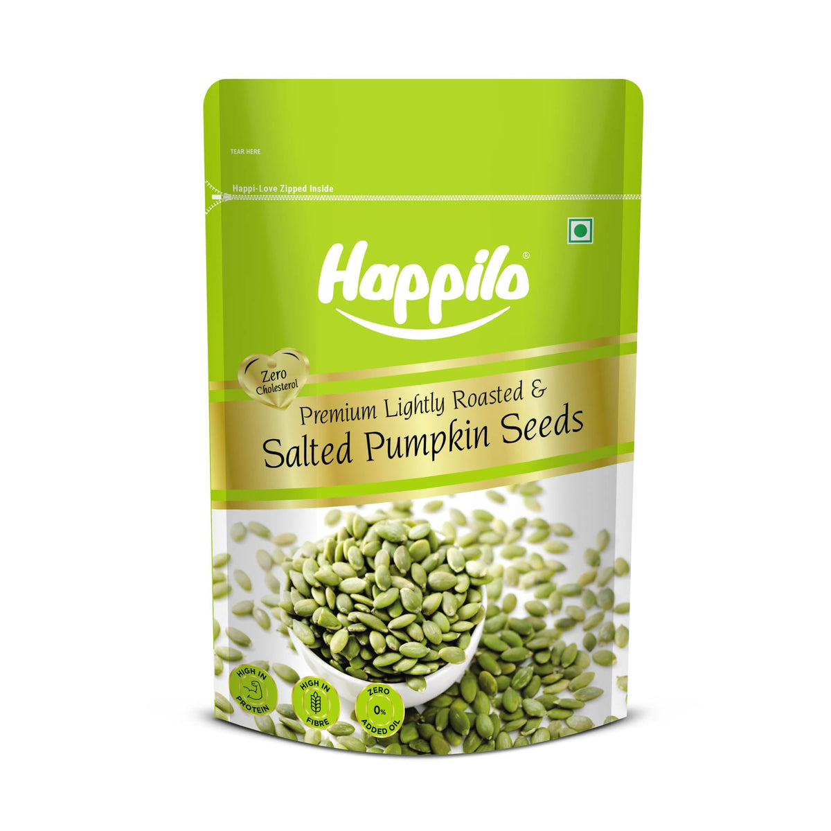 Happilo Premium Lightly Salted & Roasted Pumpkin Seeds 200g | AAA Grade | Crunchy Fiber-Rich Superfood Snack | Healthy Booster Seeds for Diet & Fitness