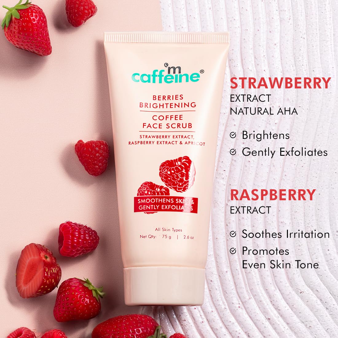 mcaffeine Berries Brightening Coffee Face Scrub For Glowing Skin | Gently Exfoliates, Smoothes & Improves Skin Tone | Removes Tan&Dead Skin | Tan Removal Face S