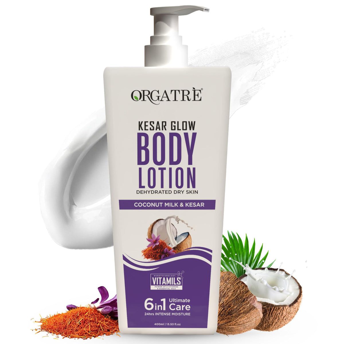 Orgatre Body Lotion with Honey, Almond, Kesar & Alovera | Deep Moisturizing for Dry Skin | For Men & Women | Soothes, Protects & Revitalizes | 24-Hour Intense H
