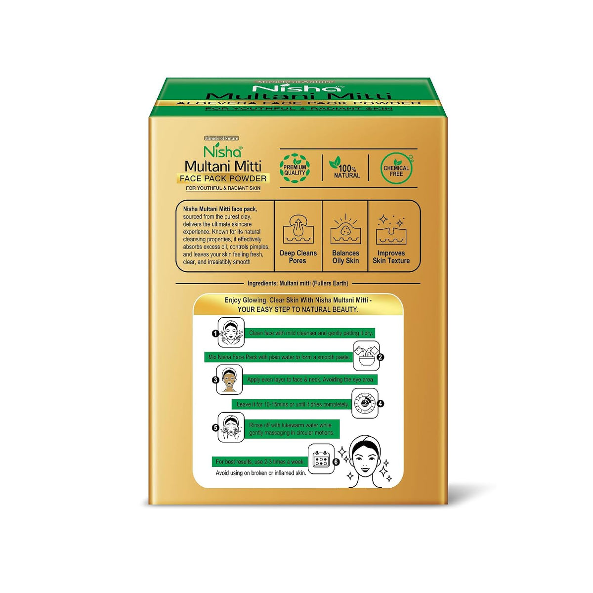Nisha Aloevera Multani Mitti for Face 100g (Pack of 3) | Fuller’s Earth Powder | Natural Oil Control, Acne & Tan Removal | Face Pack Aloe Vera 100 g (Pack of 3)