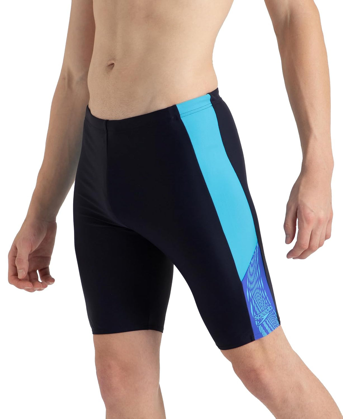 Speedo Men Endurance+ High Tide Digital Print V-Cut Jammer - Arctic Glass True Navy, Cobalt Pop & Picton Blue XS