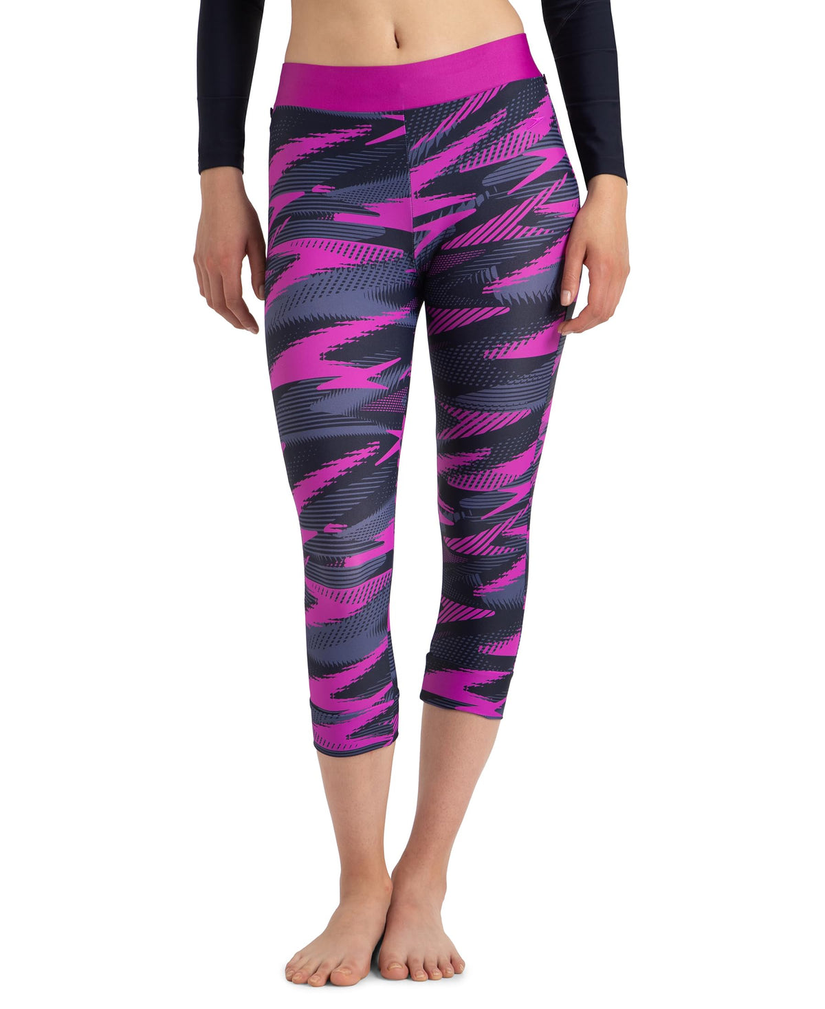 Speedo Women's Endurance 10 Boom Splice Printed Swim Capri L True Navy, Hapuna Blue & Diva