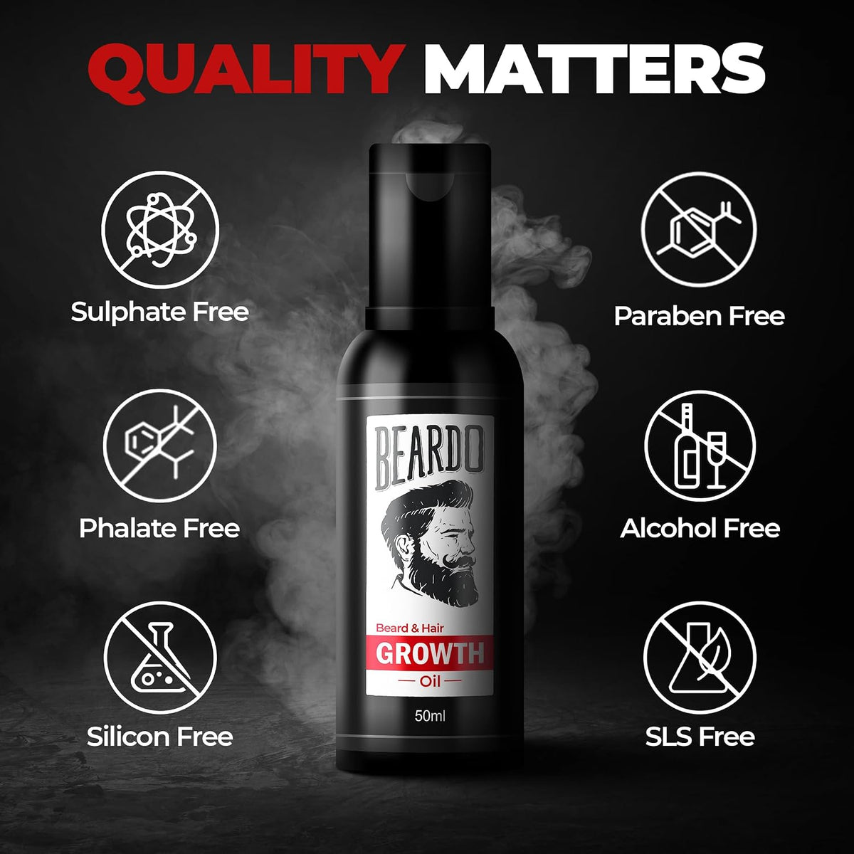 Beardo Beard and Hair Growth Oil - 50 ml for faster beard growth and thicker looking beard | Natural Actives Only | No Harmful Chemicals Beard Oil-50ml