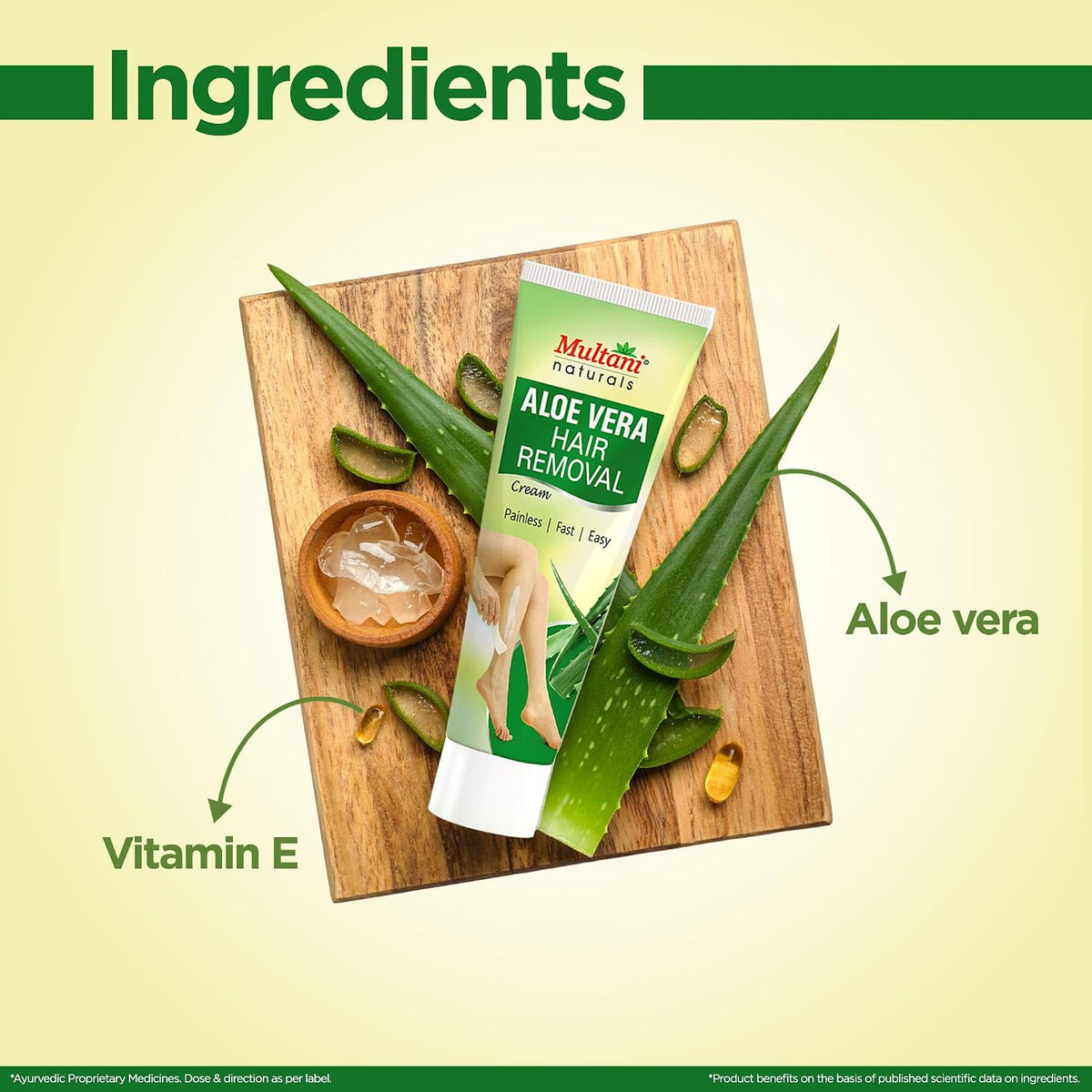 Multani Naturals Aloe Vera Hair Removal Cream 60 ml (Pack of 2) | Gentle formula Enriched with Aloe Vera and Vitamin E | Painless, Easy and Effective Hair Remov