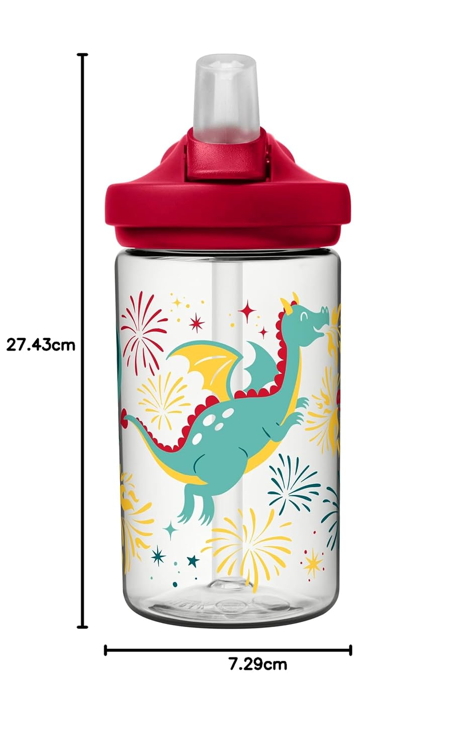 CamelBak Eddy+ Kids Everyday Water Bottle - Strong Drop Proof Design - BPA Free - Leak-proof - Dishwasher Safe - 400ml - Firework Dragon | Water Botte for Boys