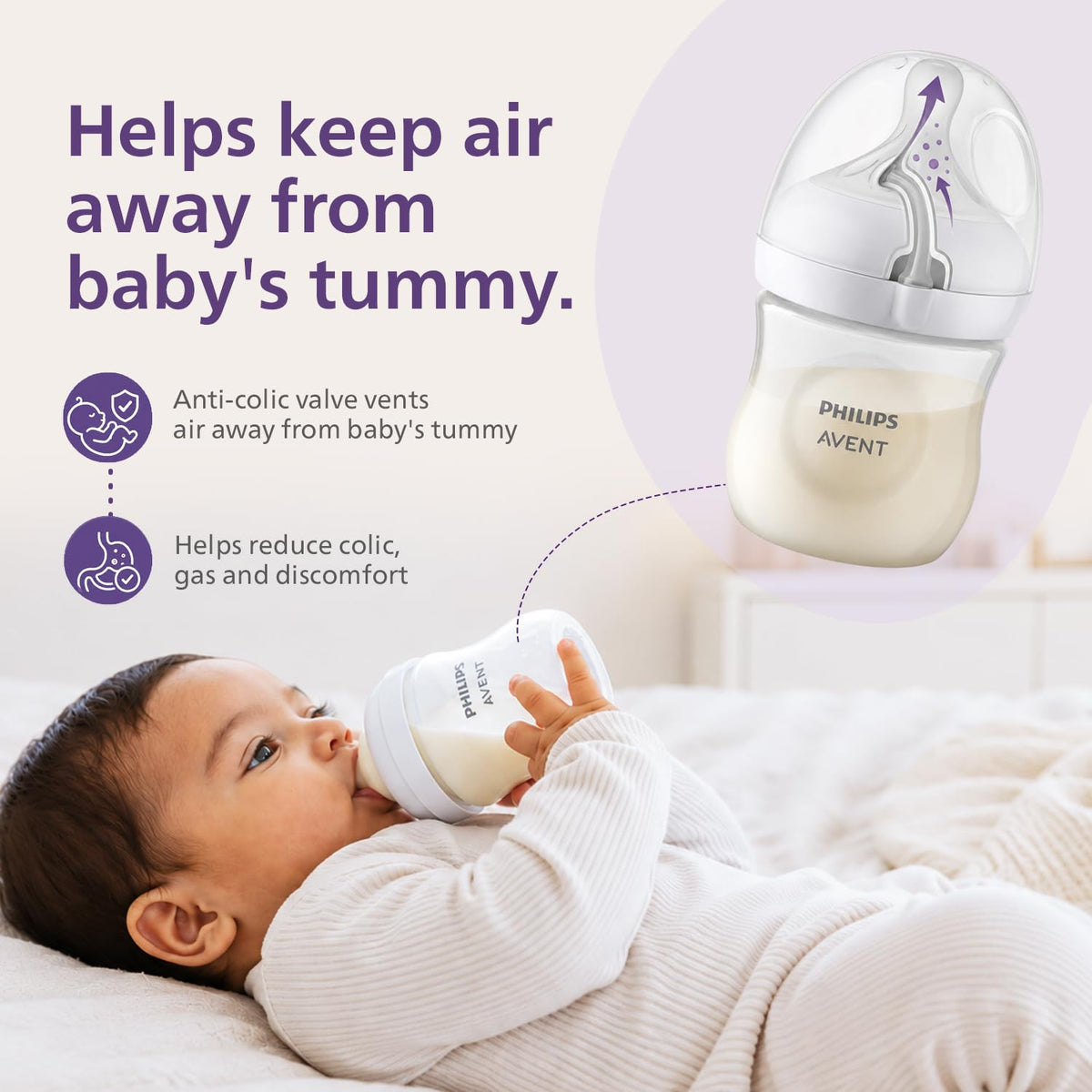 Philips Avent Natural Response Baby Feeding Bottle - 125Ml Baby Milk Bottle for Newborns and Up, Bpa Free, 0+ Months (Model SCY900/01) Transparent 1 count (Pack
