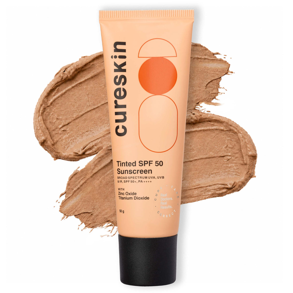Cureskin Mineral Tinted Sunscreen SPF 50 PA++++ with Titanium Dioxide | Matte Finish, No White Cast | Broad Spectrum UVA, UVB & IR Protection | For All Skin Typ