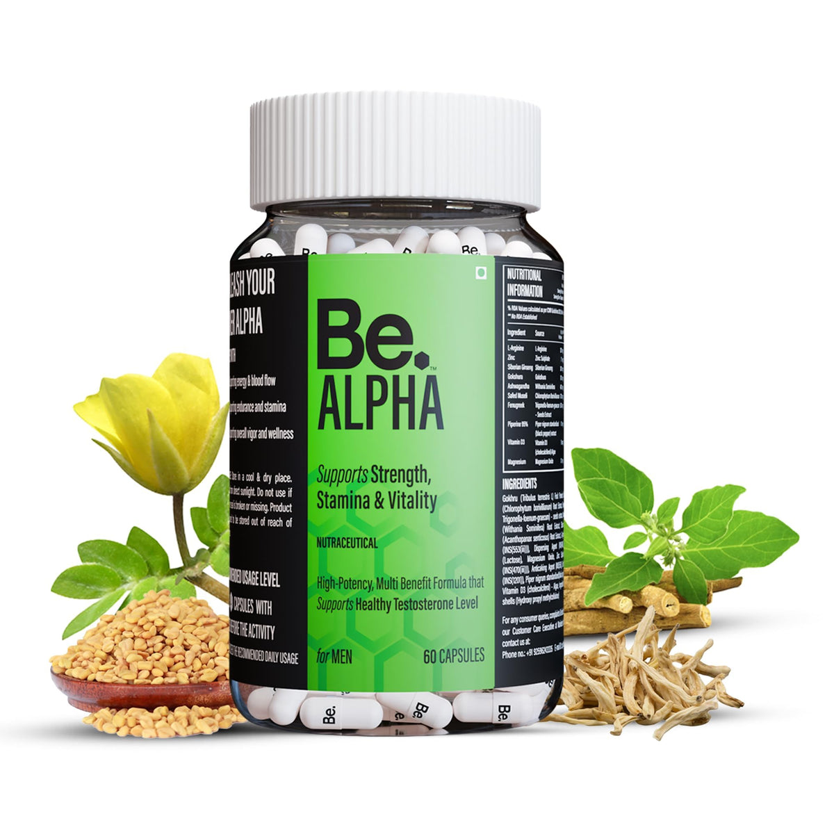 Be Wellness Alpha Testosterone Support for Men | 60 Capsules