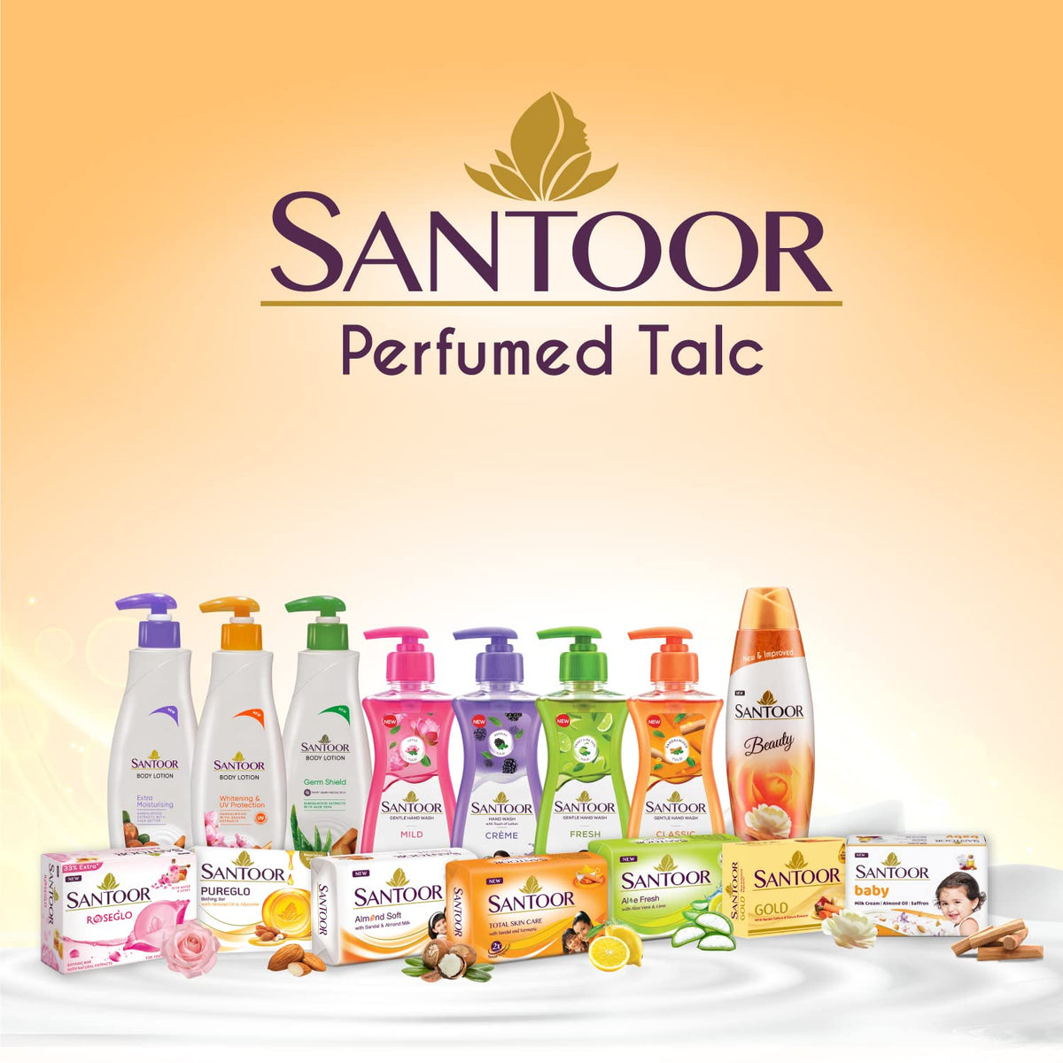 Santoor Beauty Perfumed Talc with Sandalwood Extracts| Sandal, Rose, Musk & Geranium Mint Fragrance| Absorbs Excess Moisture| Dermatologically Tested| For All S