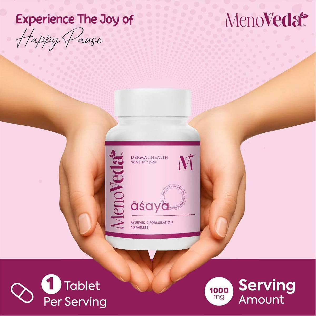 Menoveda Asaya Menopause Support Supplement for Women – 60 Tablets (Pack of 2) | Skin, Hair & Nail Health with Hormone Balance Support | Perimenopause & Menopau