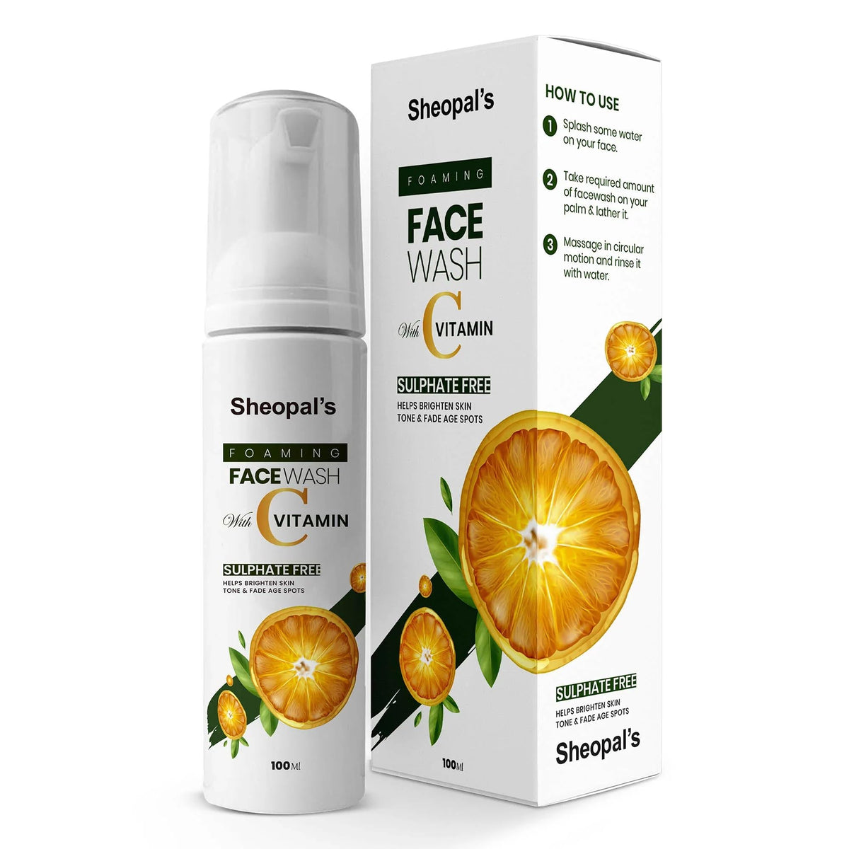 Sheopals Vitamin C Foaming Face Wash | For Acne-Prone Skin & Brightening | With Turmeric, Vitamin C, Aloe Vera & Neem | Gentle Deep Cleanser for Glowing Skin –