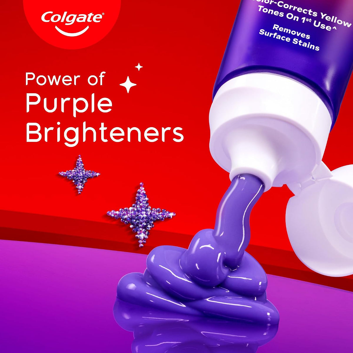 Colgate Visible White Purple Toothpaste for Teeth Whitening, Colgate Toothpaste with Fluoride, Tooth Paste Helps Remove Surface Stains, Whitens Yellow Teeth, En