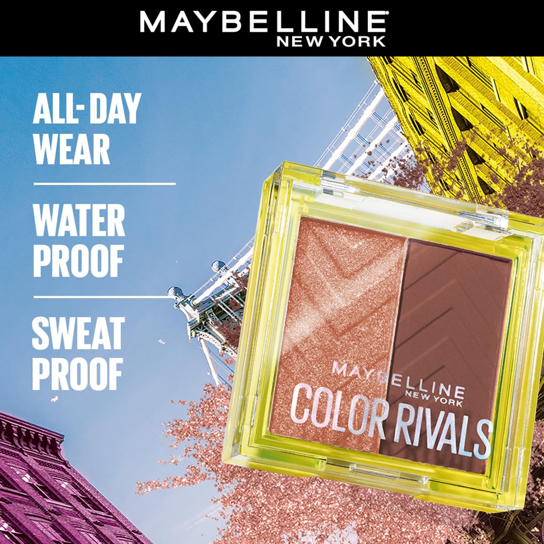 Maybelline New York Color Rivals Pigmented Eyeshadow Palette, Long lasting, Sweatproof, Waterproof, Matte, Shimmer : Spicy x Suave, 3g