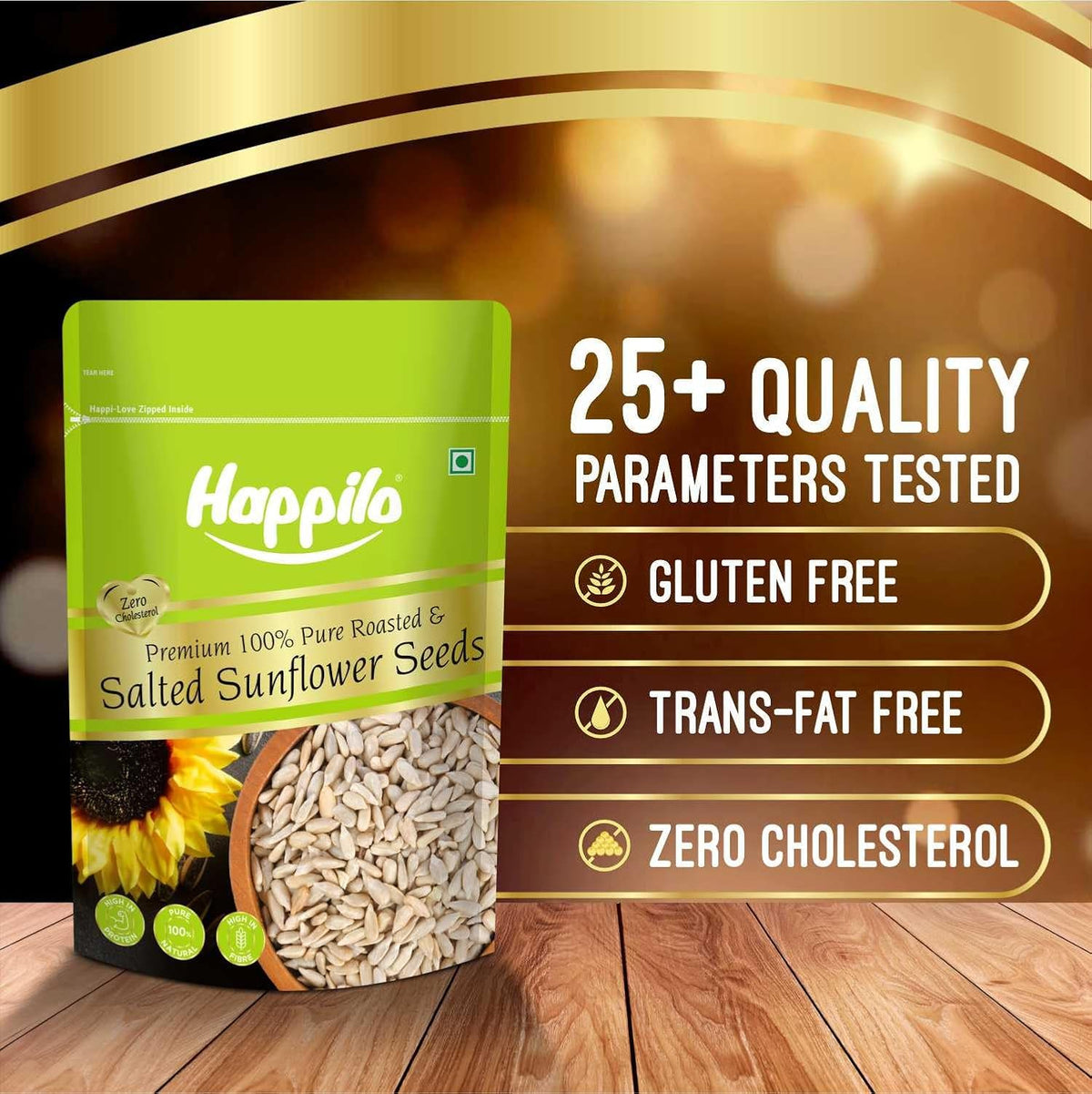 Happilo Premium Roasted and Salted Sunflower Seeds for Eating without Shell 250g, Healthy Protein Snack for Diet Food (Pack of 3) 250g (Pack of 3)