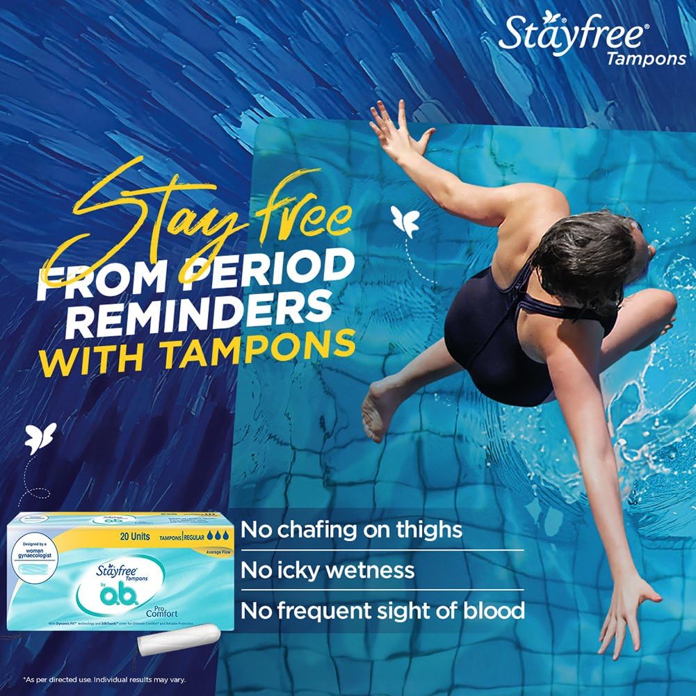 Stayfree Tampons by OB| Normal flow|20 piece| Dynamic Fit Technology| Rashfree| No skin irritation| Upto 100% leakage protection| Silk touch technology| Stain f