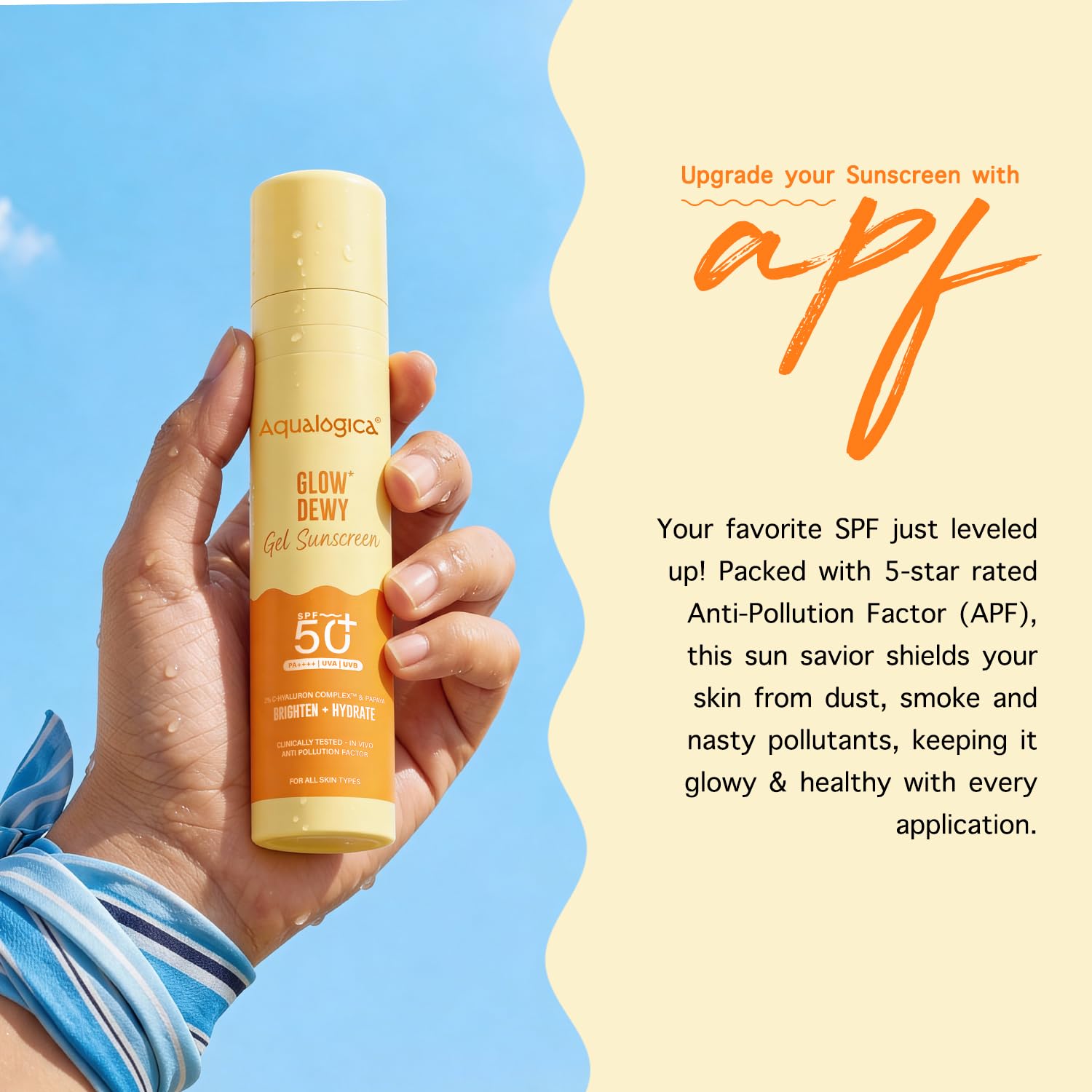 Aqualogica Glow+ Dewy Gel Sunscreen - 50 g | SPF 50+ PA++++ | In-Vivo Tested | New-age Filters | 12-Hour* Sun Protection | Tan Protection