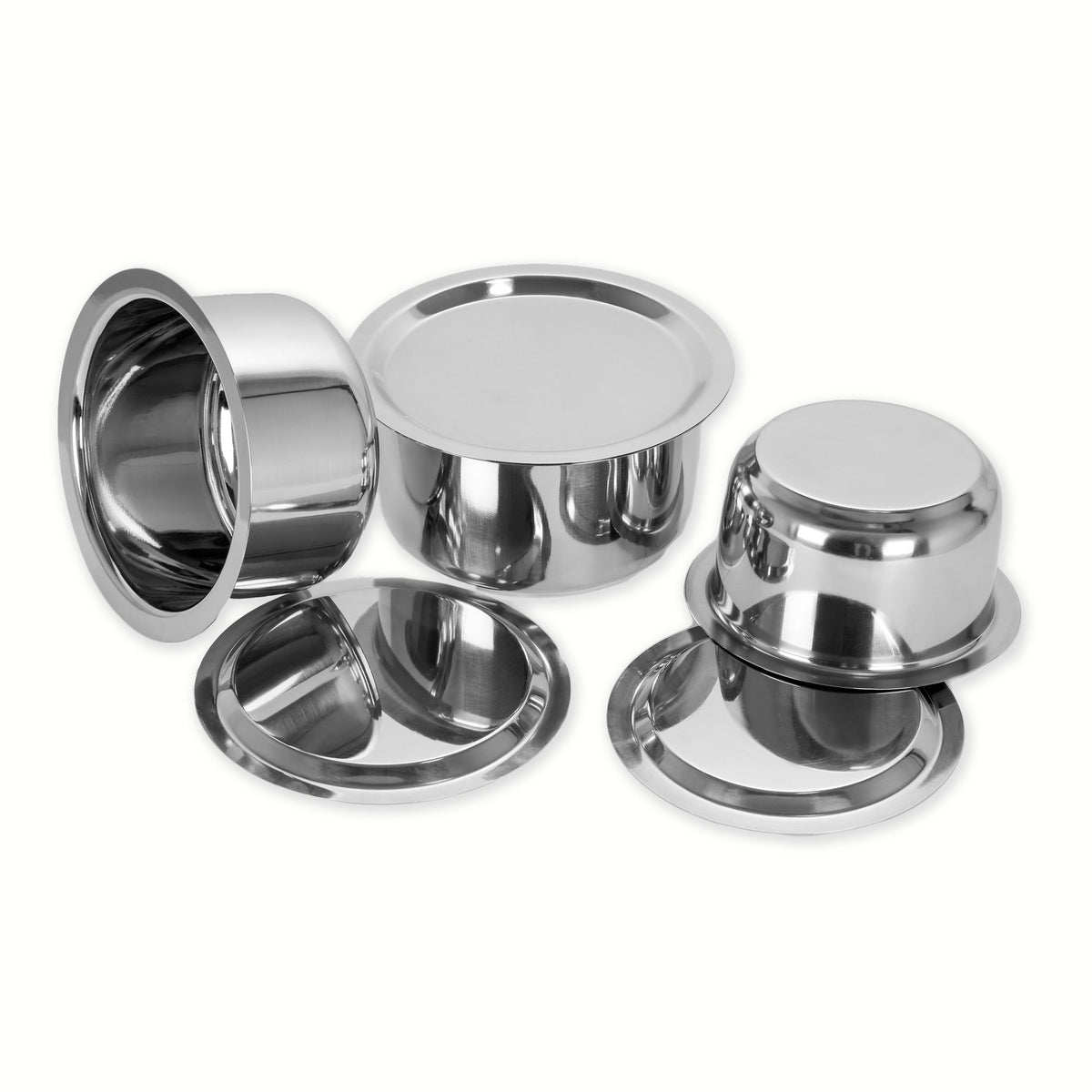 Sumeet Stainless Steel Tope/Patila Cookware Set with Lid (1L, 1.4L, 1.8L)