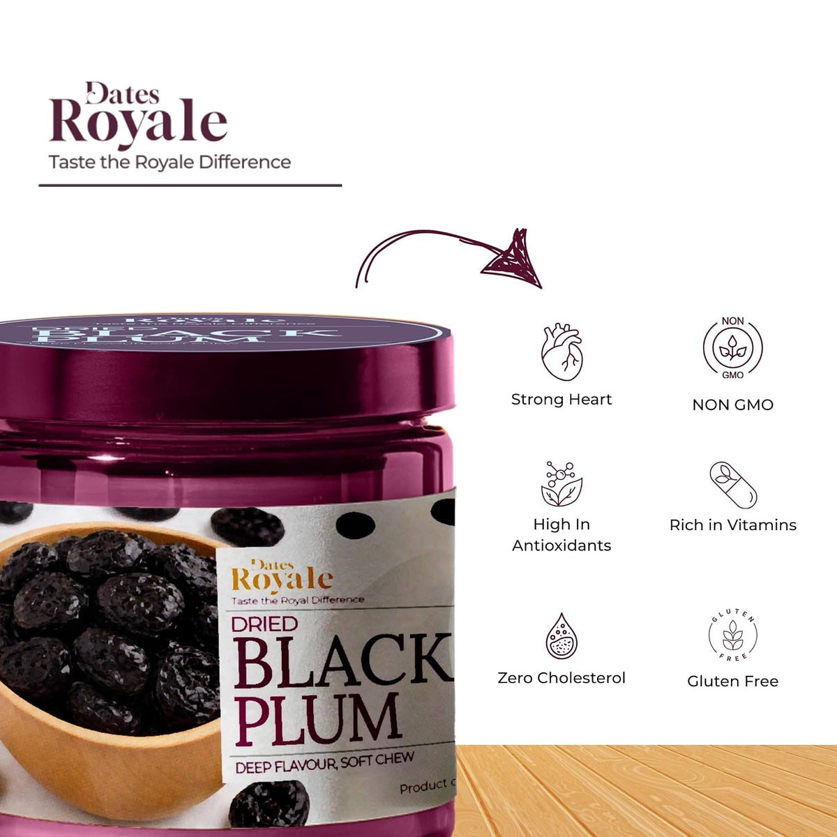 Dates Royale Premium Dried Black Plum 250g | Soft & Naturally Sweet Tangy Aloo Bukhara | Healthy Dried Fruit Snack | No Added Sugar | Rich in Fiber