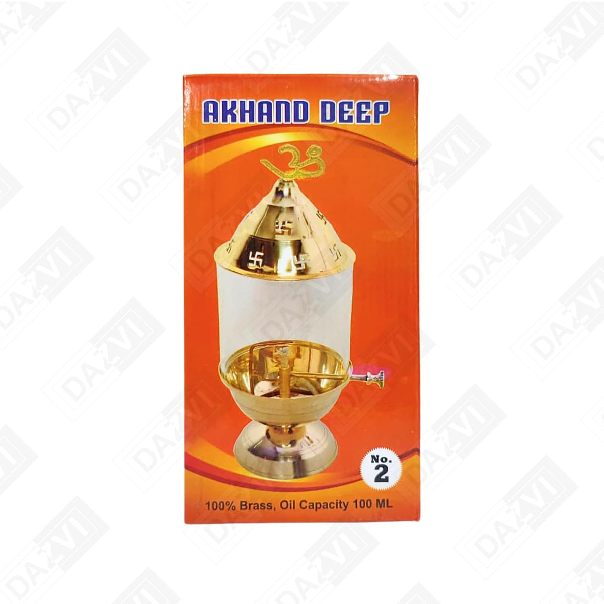 Brass Akhand Jyot Diya with Adjustable Bati Wick Lifting Screw Home Decoration Gifting Joyti Holder Navratri & Borosilicate Glass Cover Diyas Pooja 9 inch 100 m