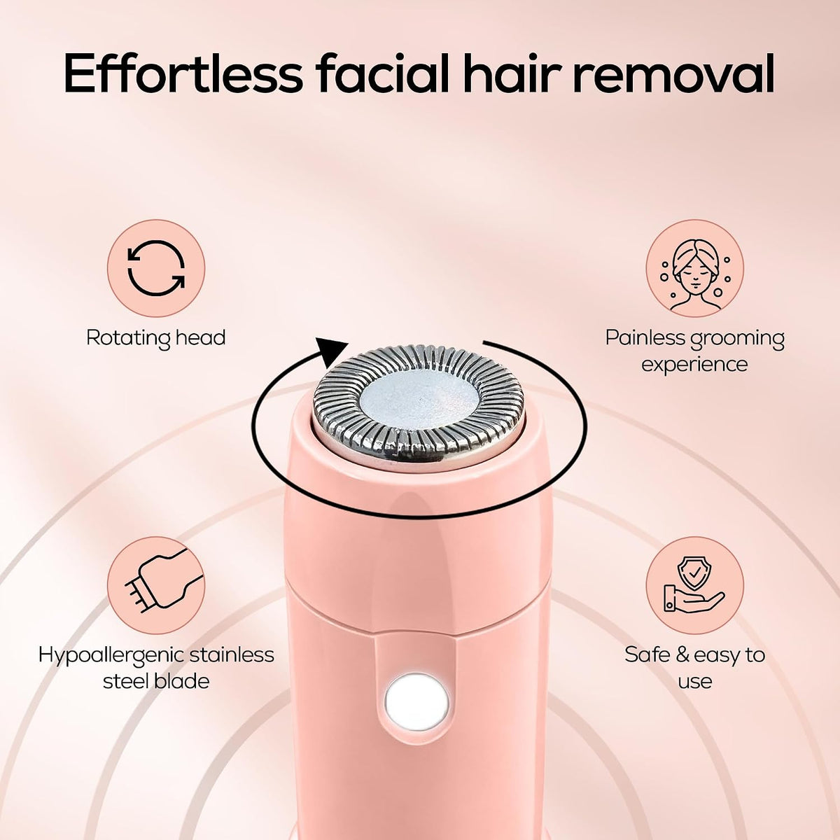 RENEE Spark EpiSense One Facial Hair Remover | Cheeks, Upper Lip & Chin, Gentle On Skin | With Hypoallergenic Stainless Steel Blade & Smartlight Precision | For