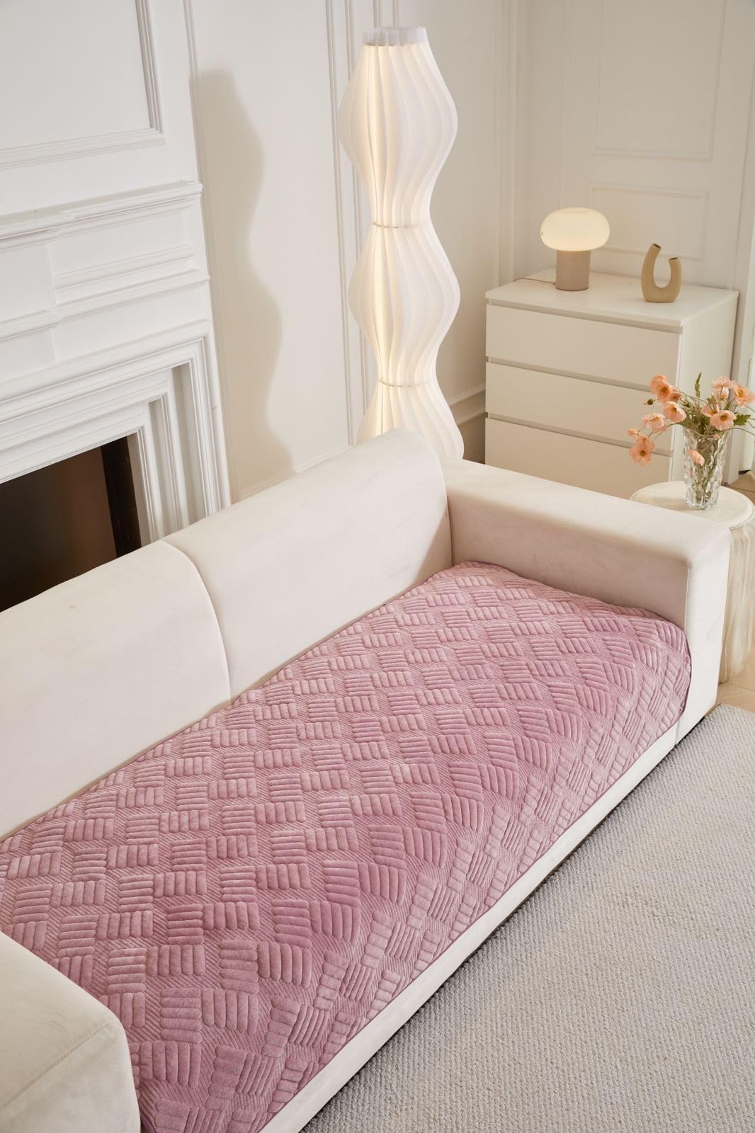 HOMETHREADS Innovative Premium Velvet Sofa Cover Mat with PVC Backing for Non-Slip Comfort (L_Move, 1 Seater Large | 70x90cm) L_Move 1 Seater Large | 70x90cm