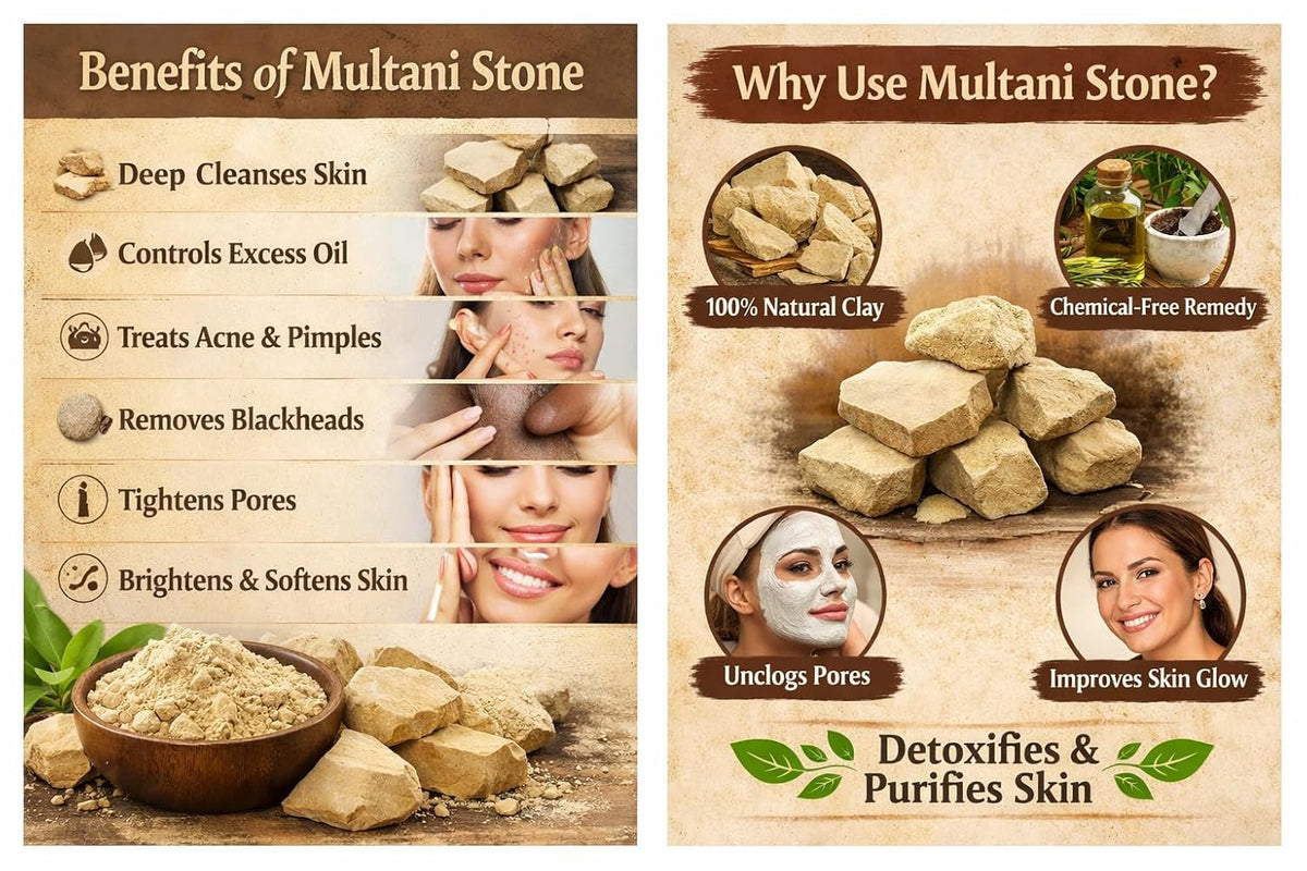 Natural Stone Multani Mitti Raw Fuller's Earth Pieces, 500gram