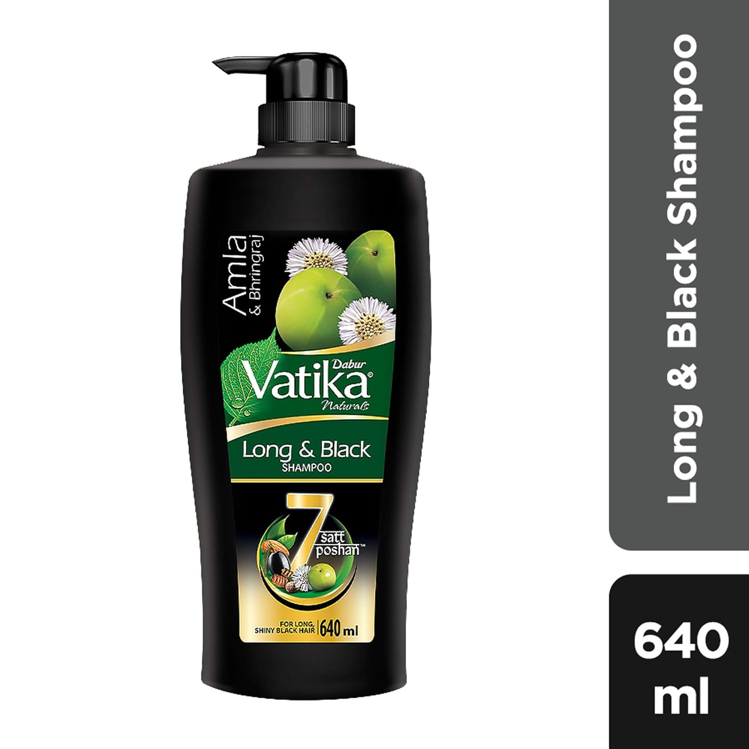 Dabur Vatika Long & Black Shampoo, with the Goodness of Amla & Bhringraj for Shiny, Black Hair - 640ml & Dabur Vatika Anti Dandruff Shampoo, with Lemon & Methi for Dandruff Free Hair - 640ml