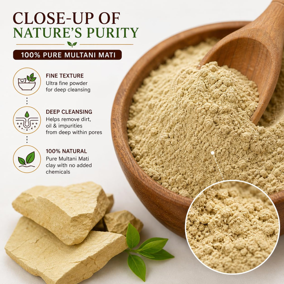 Wooh Multani Mitti Powder 100g for Face Pack, Skin Cleansing & Oil Control | Natural Fuller’s Earth for Glowing Skin & Hair Care