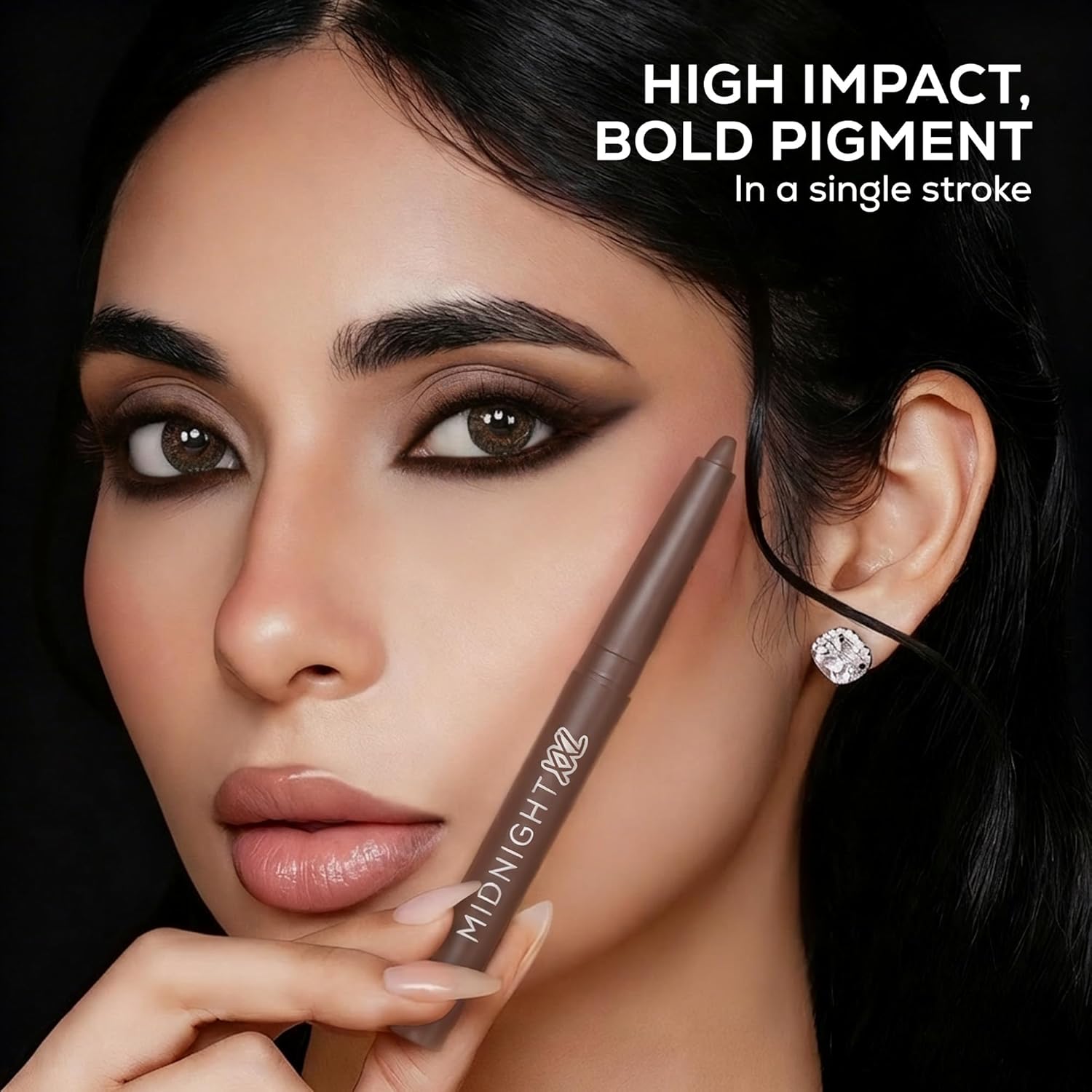 RENEE Midnight XXL Kajal | Brown Kohl Pencil with Built-in Sharpener | Waterproof, Smudge-proof, 24Hr Long-Lasting | Ultra-Rich Pigment, Smooth Glide | 1.5g