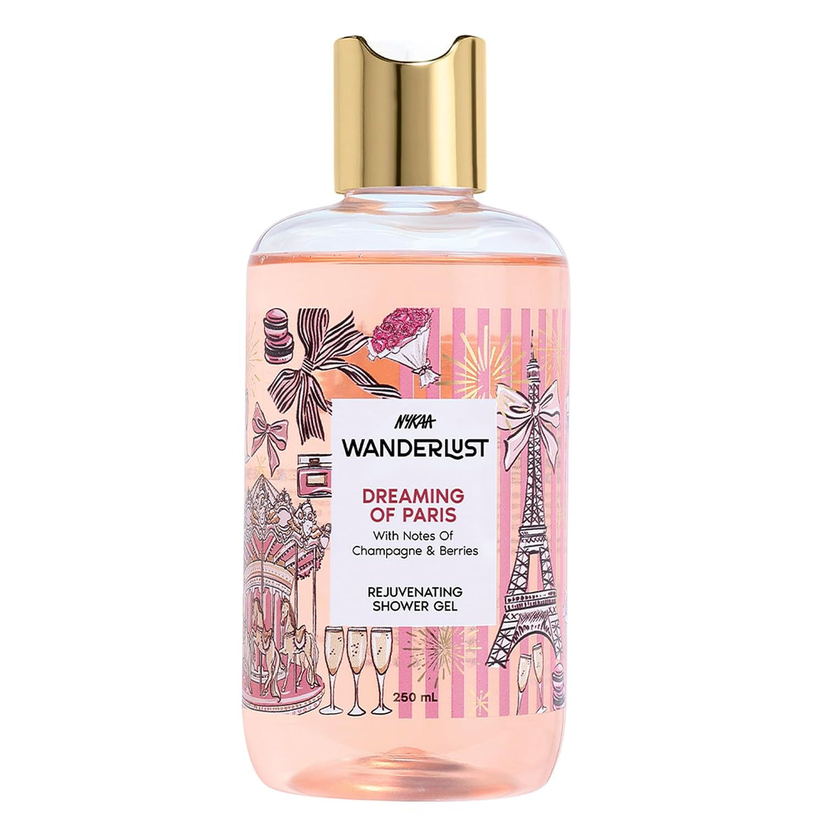 Nykaa Wanderlust Dreaming of Paris Fruity Perfume Body Wash, Champagne & Berries, Barrier Repair & Hydrating Shower Gel for Smooth & Soft Skin, Long-lasting Fra