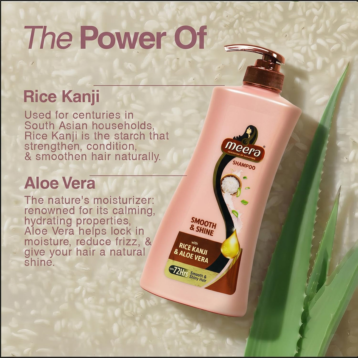 Meera Smooth & Shine Shampoo|Rice Kanji & Aloe Vera| 650ml 650 ml (Pack of 1)