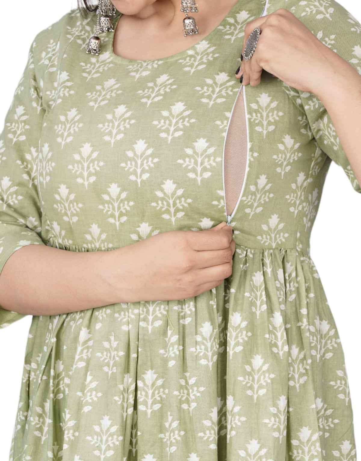 Women's Maternity Dress Kurti for Pregnancy Women with Breastfeeding Dress with Floral Maxi Maternity Dress 3X-Large Cardamom