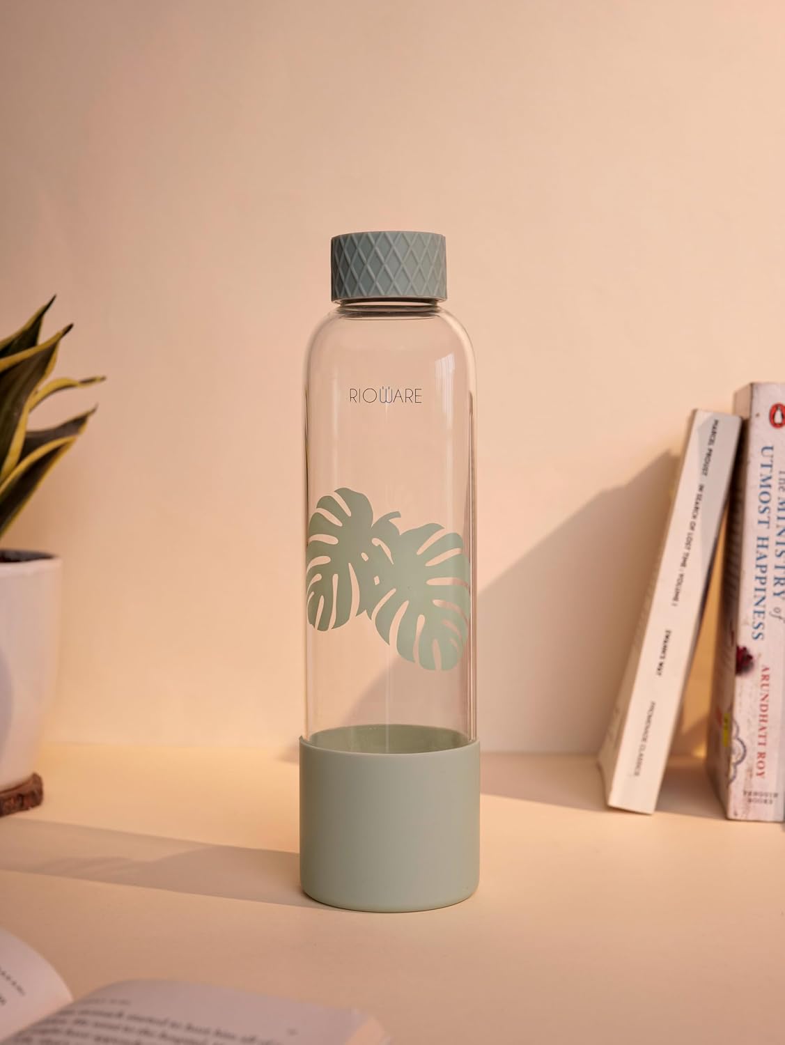Rioware® Purifa Pro Borosilicate Glass Water Bottle With Silicon Sleeve (750Ml) | Airtight Lid | Leak Proof | Silicon Cap | Fridge Water Bottles For Home, Offic