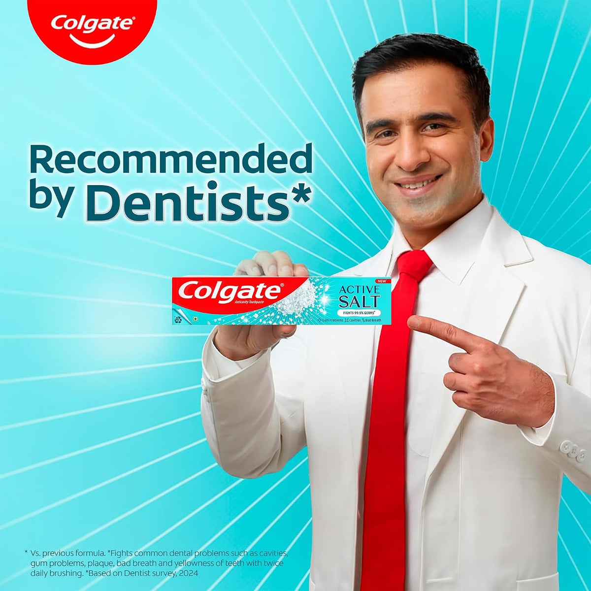 Colgate Active Salt Toothpaste, Germ Fighting Toothpaste for Healthy Gums and Teeth, Tooth Decay Prevention, Gum Protection, Eliminates Bad Breath, Plaque Remov