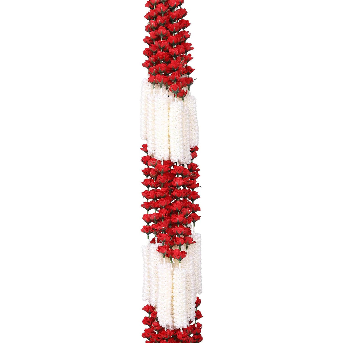 Kalakriti Artificial Flower Decorations for Diwali | White Mogra Red Rose | Toran Garland String for Home Decoration | Pooja Room Main Door Decor| Wedding Party