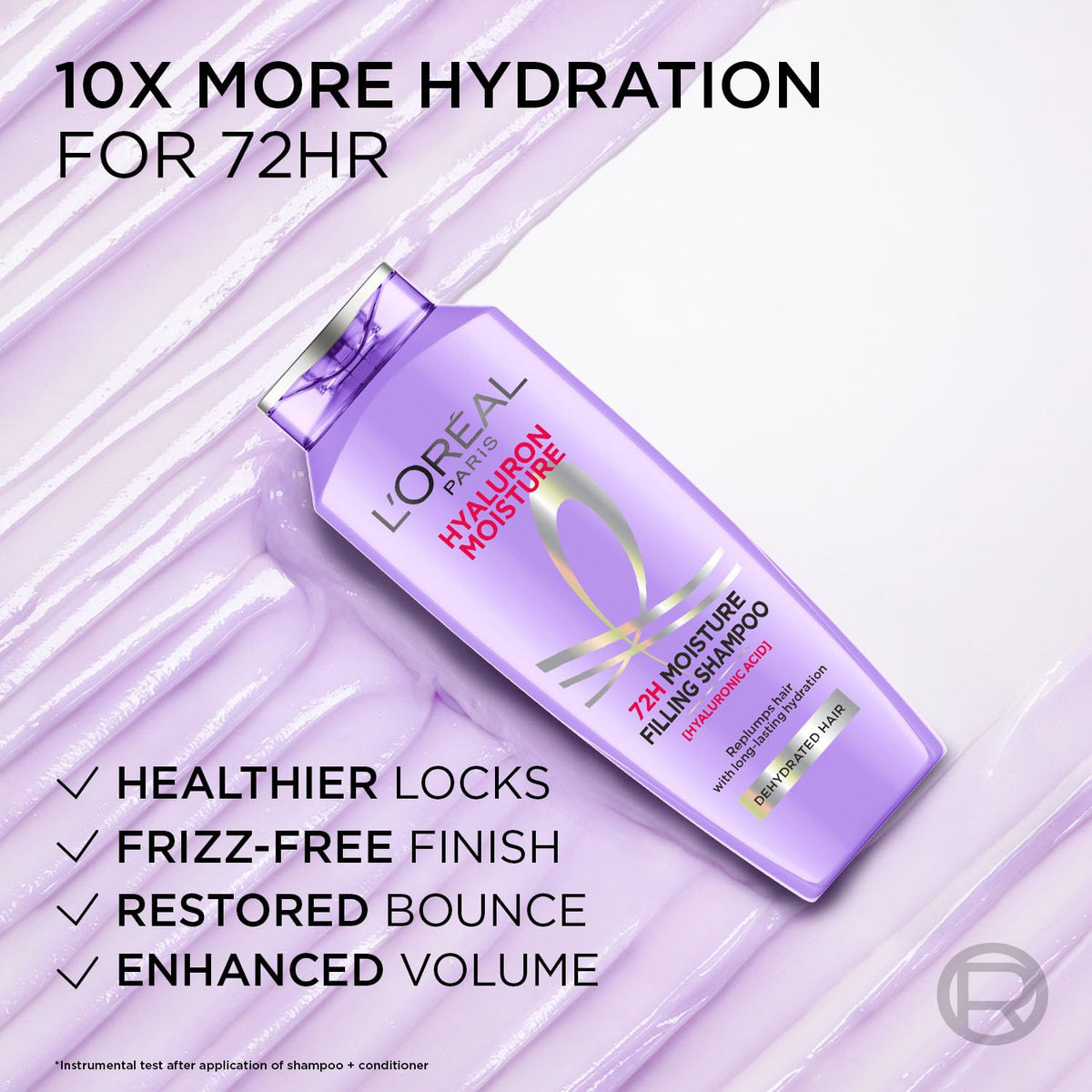 L'Oreal Paris Hyaluron Moisture 72H Filling Shampoo With Hyaluronic Acid for Dry & Dehydrated Hair 340ML + Conditioner 180 mL, Regime Pack of 2