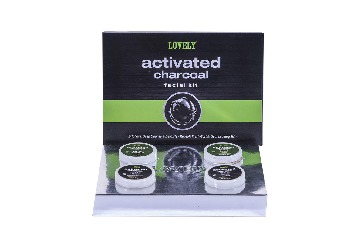 LOVELY Activated Charcoal Facial Kit | Fresh-Soft and Clear Looking Skin - 80 Grams Charcoal 80 Gram