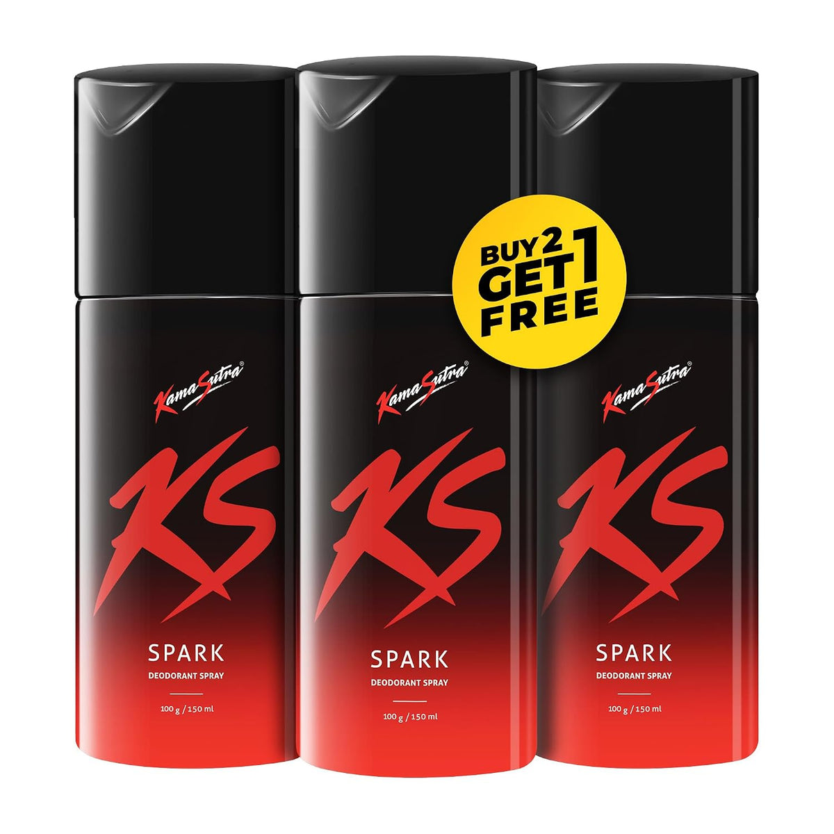 KamaSutra Men Spark Deodorant Spray | Fresh Long-Lasting Aroma | 150ml Each (Pack of 3)