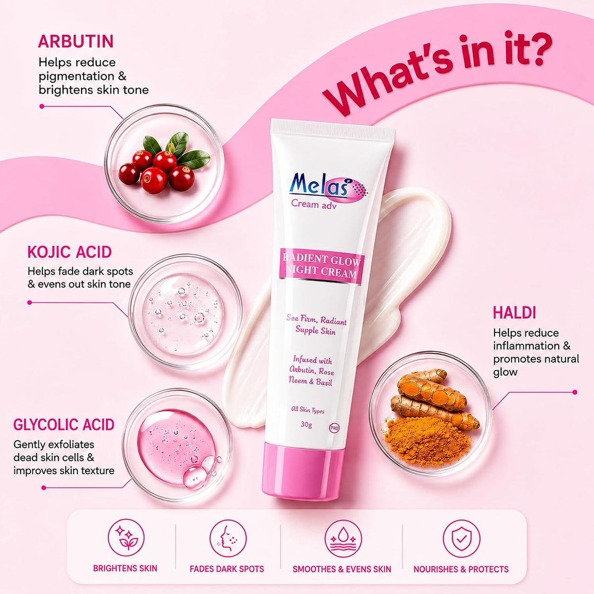Melas Adv Night Cream for Women | Anti-Ageing, Dark Spots & Brightening 1