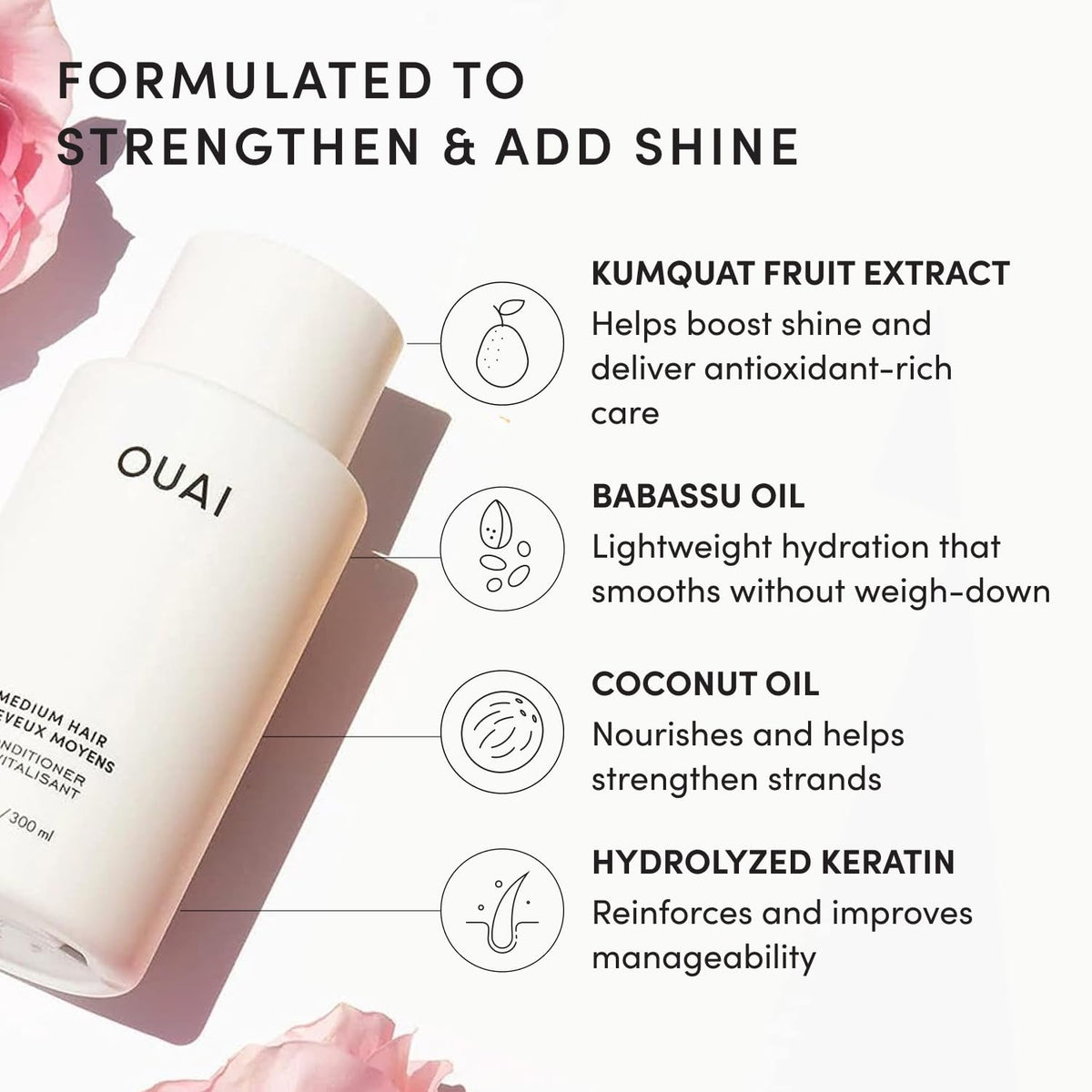 OUAI Medium Hair Shampoo and Conditioner Set (10 Fl Oz) Medium Hair Bundle