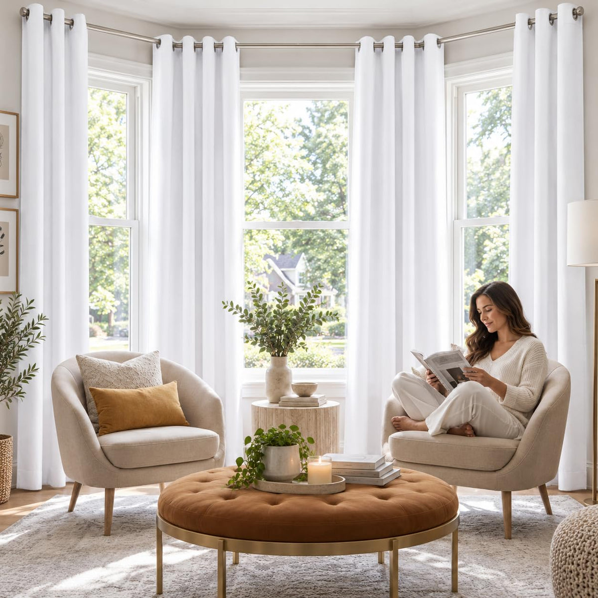 Farmhouse Curtains 50x84 inch White Textured Slub,Bathroom Curtains,Bathroom Window Curtains,84inch Curtain,Cotton Curtains,tab top Curtains,White Cotton Curtai