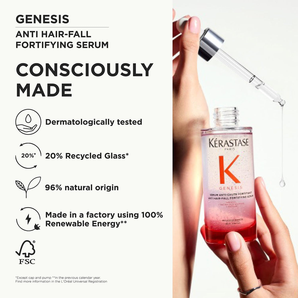 Kérastase Genesis Anti-Hair Fall Serum 90ml | Hair Serum for Hair Fall Control | Strengthens Hair | Infused with Aminexil 1.5%, Ginger Root & Caffeine 90 ml (Pa