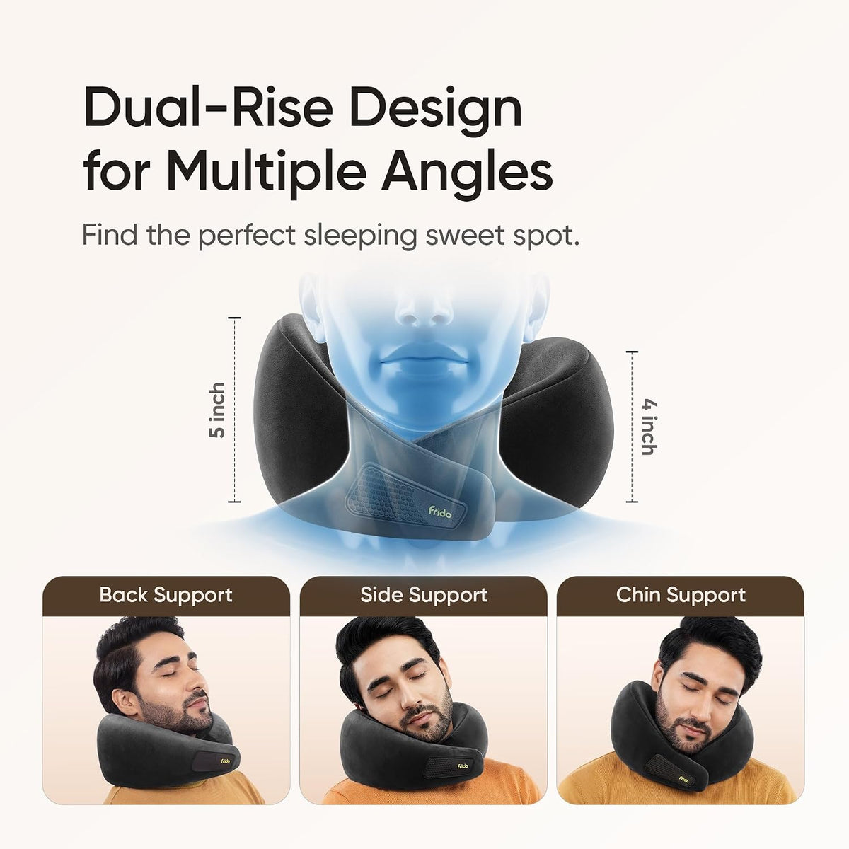 Frido Travel Neck Pillow, 100% Hi-Per Foam, Lightweight Neck Support Pillow, Neck Pillow for Flight Travel, Memory Foam, Adjustable Velcro Straps, Free Travel P