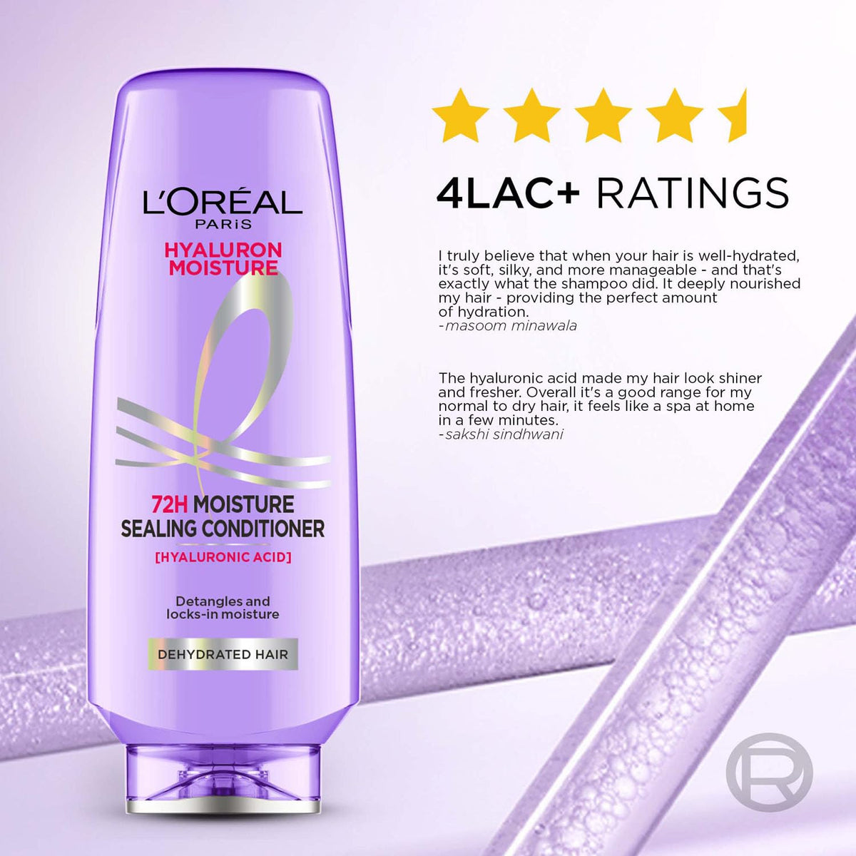 L'Oreal Paris Hyaluron Moisture 72H Conditioner - Hyaluronic Acid, 175ml 175 ml (Pack of 1)